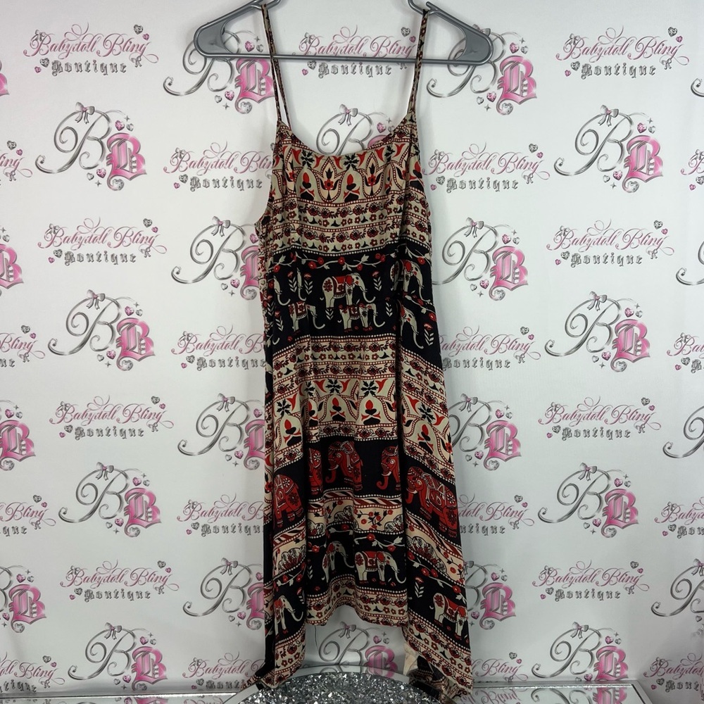 Bluenotes dress Elephant Print Mini Dress - Black and Red Thailand style